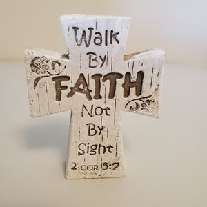 Walk By Faith Not By Sight 2 Cor 5:7 Stand Alone Cement Cross